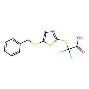 2-{[5-(Benzylsulfanyl)-1,3,4-thiadiazol-2-yl]sulfanyl}-2,2-difluoroacetic acid structure