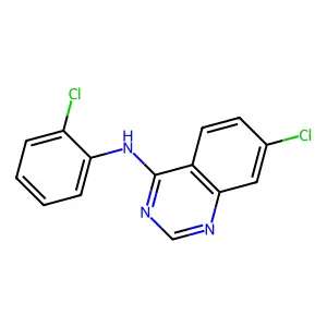 7-chloro-N-(2-chlorophenyl)quinazolin-4-amine structure