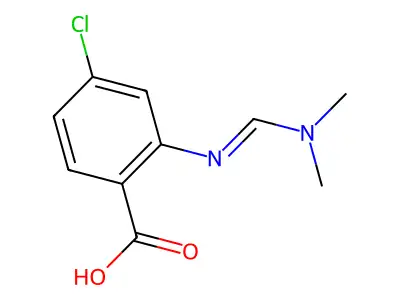 4-chloro-2-{[(E)-(dimethylamino)methylidene]amino}benzenecarboxylic acid structure