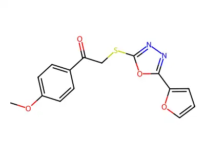 2-{[5-(2-Furyl)-1,3,4-oxadiazol-2-yl]sulfanyl}-1-(4-methoxyphenyl)-1-ethanone structure