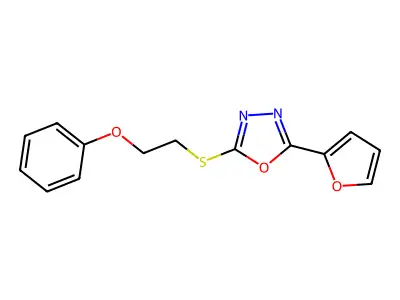 2-(2-Furyl)-5-[(2-phenoxyethyl)sulfanyl]-1,3,4-oxadiazole structure