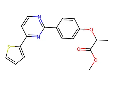 Methyl 2-{4-[4-(2-thienyl)-2-pyrimidinyl]phenoxy}propanoate structure