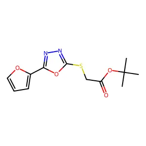 Tert-butyl 2-{[5-(2-furyl)-1,3,4-oxadiazol-2-yl]sulfanyl}acetate structure