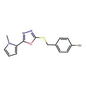 2-[(4-bromobenzyl)sulfanyl]-5-(1-methyl-1H-pyrrol-2-yl)-1,3,4-oxadiazole structure