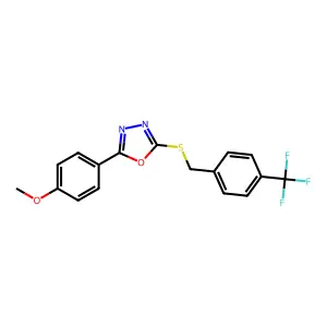 2-(4-Methoxyphenyl)-5-{[4-(trifluoromethyl)benzyl]sulfanyl}-1,3,4-oxadiazole structure