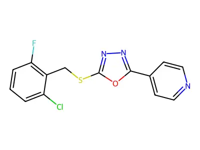 4-[5-[[(2-Chloro-6-fluorophenyl)methyl]thio]-1,3,4-oxadiazol-2-yl]pyridine structure