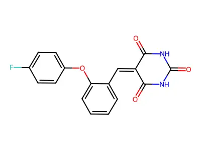 5-{[2-(4-fluorophenoxy)phenyl]methylene}-2,4,6(1H,3H,5H)-pyrimidinetrione structure