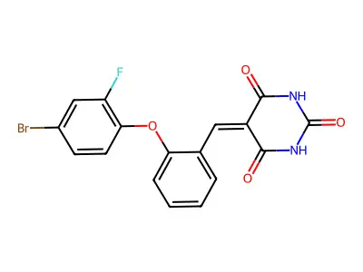 5-{[2-(4-Bromo-2-fluorophenoxy)phenyl]methylidene}-1,3-diazinane-2,4,6-trione structure