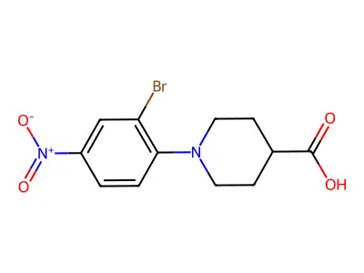 1-(2-Bromo-4-nitrophenyl)-4-piperidinecarboxylic acid structure