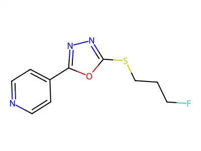 4-{5-[(3-Fluoropropyl)sulfanyl]-1,3,4-oxadiazol-2-yl}pyridine structure