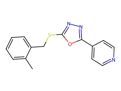 2-[(2-Methylphenyl)methylthio]-5-pyridin-4-yl-1,3,4-oxadiazole structure
