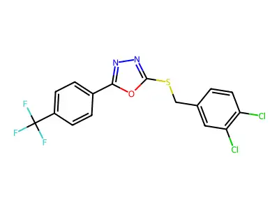 2-[(3,4-Dichlorobenzyl)sulfanyl]-5-[4-(trifluoromethyl)phenyl]-1,3,4-oxadiazole structure