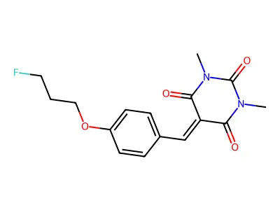 5-{[4-(3-fluoropropoxy)phenyl]methylidene}-1,3-dimethyl-1,3-diazinane-2,4,6-trione structure