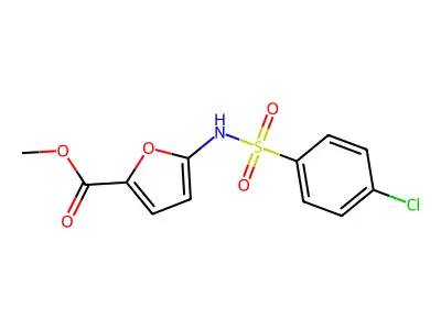 Methyl 5-{[(4-chlorophenyl)sulfonyl]amino}-2-furoate structure