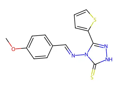 4-{[(E)-(4-methoxyphenyl)methylidene]amino}-5-(2-thienyl)-4H-1,2,4-triazole-3-thiol structure