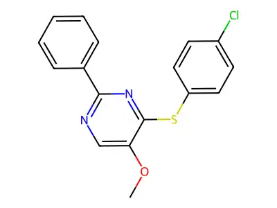 4-[(4-Chlorophenyl)sulfanyl]-2-phenyl-5-pyrimidinyl methyl ether structure