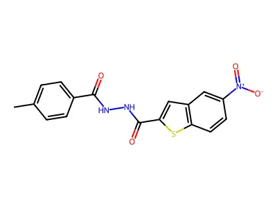 N'-(4-methylbenzoyl)-5-nitro-1-benzothiophene-2-carbohydrazide structure
