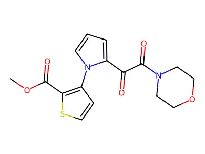 methyl 3-[2-(2-morpholino-2-oxoacetyl)-1H-pyrrol-1-yl]-2-thiophenecarboxylate structure