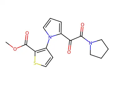 methyl 3-{2-[2-oxo-2-(1-pyrrolidinyl)acetyl]-1H-pyrrol-1-yl}-2-thiophenecarboxylate structure