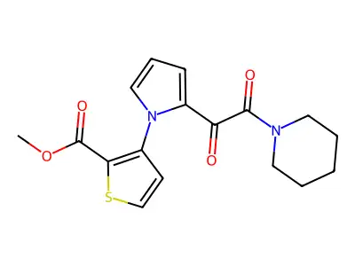 methyl 3-[2-(2-oxo-2-piperidinoacetyl)-1H-pyrrol-1-yl]-2-thiophenecarboxylate structure