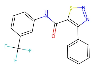 4-phenyl-N-[3-(trifluoromethyl)phenyl]-1,2,3-thiadiazole-5-carboxamide structure