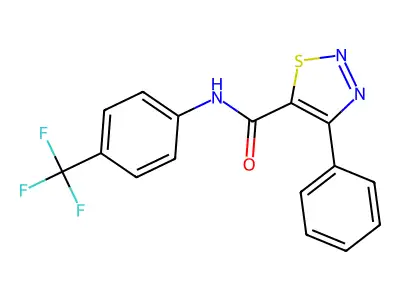 4-phenyl-N-[4-(trifluoromethyl)phenyl]-1,2,3-thiadiazole-5-carboxamide structure