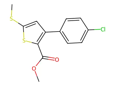 Methyl 3-(4-chlorophenyl)-5-(methylsulfanyl)-2-thiophenecarboxylate structure