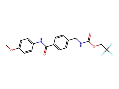 2,2,2-trifluoroethyl N-{4-[(4-methoxyanilino)carbonyl]benzyl}carbamate structure