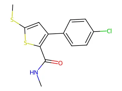 3-(4-chlorophenyl)-N-methyl-5-(methylsulfanyl)-2-thiophenecarboxamide structure