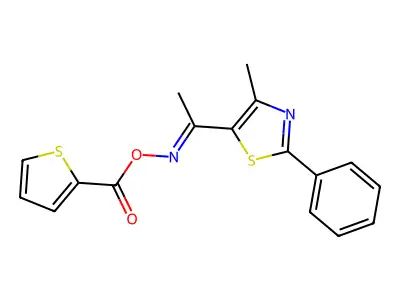 [1-(4-Methyl-2-phenyl-1,3-thiazol-5-yl)ethylideneamino] thiophene-2-carboxylate structure