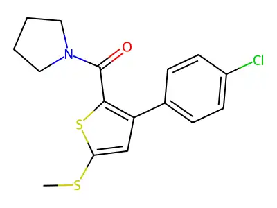[3-(4-Chlorophenyl)-5-(methylsulfanyl)-2-thienyl](1-pyrrolidinyl)methanone structure