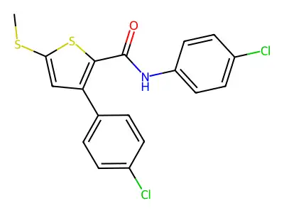 N,3-bis(4-chlorophenyl)-5-(methylsulfanyl)-2-thiophenecarboxamide structure