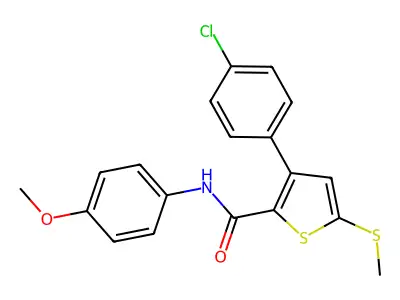 3-(4-chlorophenyl)-N-(4-methoxyphenyl)-5-(methylsulfanyl)-2-thiophenecarboxamide structure