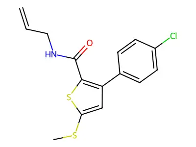 N-allyl-3-(4-chlorophenyl)-5-(methylsulfanyl)-2-thiophenecarboxamide structure