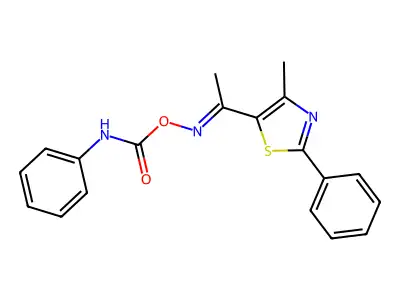 [1-(4-methyl-2-phenyl-1,3-thiazol-5-yl)ethylideneamino] N-phenylcarbamate structure