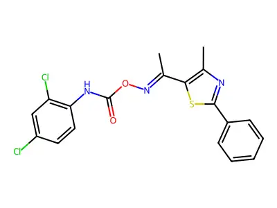 [1-(4-methyl-2-phenyl-1,3-thiazol-5-yl)ethylideneamino] N-(2,4-dichlorophenyl)carbamate structure