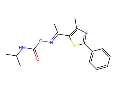 [1-(4-methyl-2-phenyl-1,3-thiazol-5-yl)ethylideneamino] N-propan-2-ylcarbamate structure