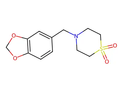 4-(1,3-Benzodioxol-5-ylmethyl)-1lambda~6~,4-thiazinane-1,1-dione structure