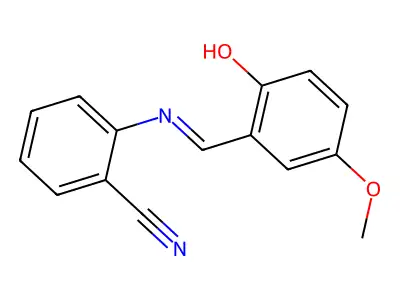 2-{[(E)-(2-hydroxy-5-methoxyphenyl)methylidene]amino}benzenecarbonitrile structure