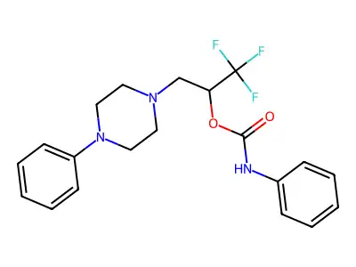 2,2,2-trifluoro-1-[(4-phenylpiperazino)methyl]ethyl N-phenylcarbamate structure