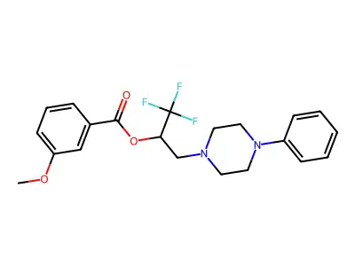 2,2,2-Trifluoro-1-[(4-phenylpiperazino)methyl]ethyl 3-methoxybenzenecarboxylate structure
