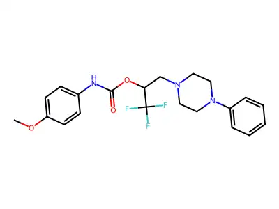 2,2,2-trifluoro-1-[(4-phenylpiperazino)methyl]ethyl N-(4-methoxyphenyl)carbamate structure