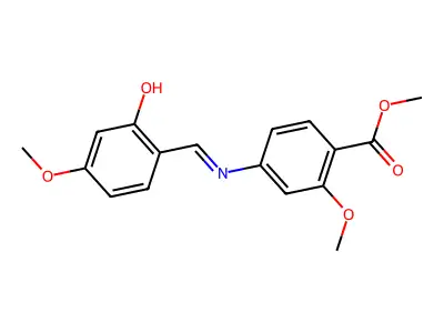 methyl 4-{[(E)-(2-hydroxy-4-methoxyphenyl)methylidene]amino}-2-methoxybenzenecarboxylate structure