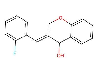 3-[(2-fluorophenyl)methylidene]-3,4-dihydro-2H-1-benzopyran-4-ol structure