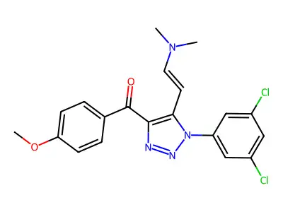 [1-(3,5-dichlorophenyl)-5-(2-dimethylaminoethenyl)triazol-4-yl]-(4-methoxyphenyl)methanone structure