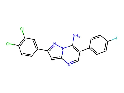 2-(3,4-Dichlorophenyl)-6-(4-fluorophenyl)pyrazolo[1,5-a]pyrimidin-7-amine structure
