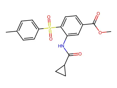 methyl 3-[(cyclopropylcarbonyl)amino]-4-[(4-methylphenyl)sulfonyl]benzenecarboxylate structure