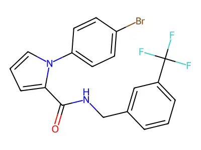 1-(4-bromophenyl)-N-[[3-(trifluoromethyl)phenyl]methyl]pyrrole-2-carboxamide structure