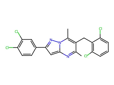 6-(2,6-dichlorobenzyl)-2-(3,4-dichlorophenyl)-5,7-dimethylpyrazolo[1,5-a]pyrimidine structure