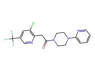 2-[3-chloro-5-(trifluoromethyl)-2-pyridinyl]-1-[4-(2-pyridinyl)piperazino]-1-ethanone structure